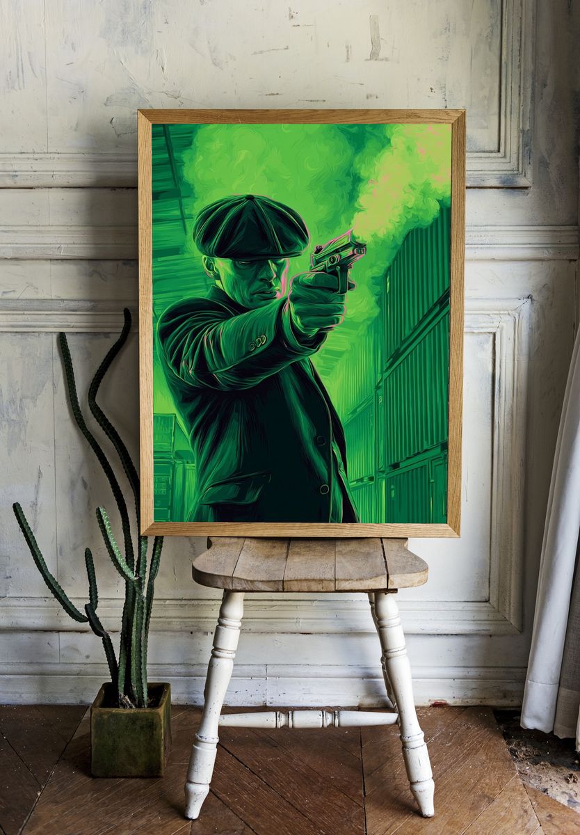 Gangster with Gun — Digital Art Print room preview