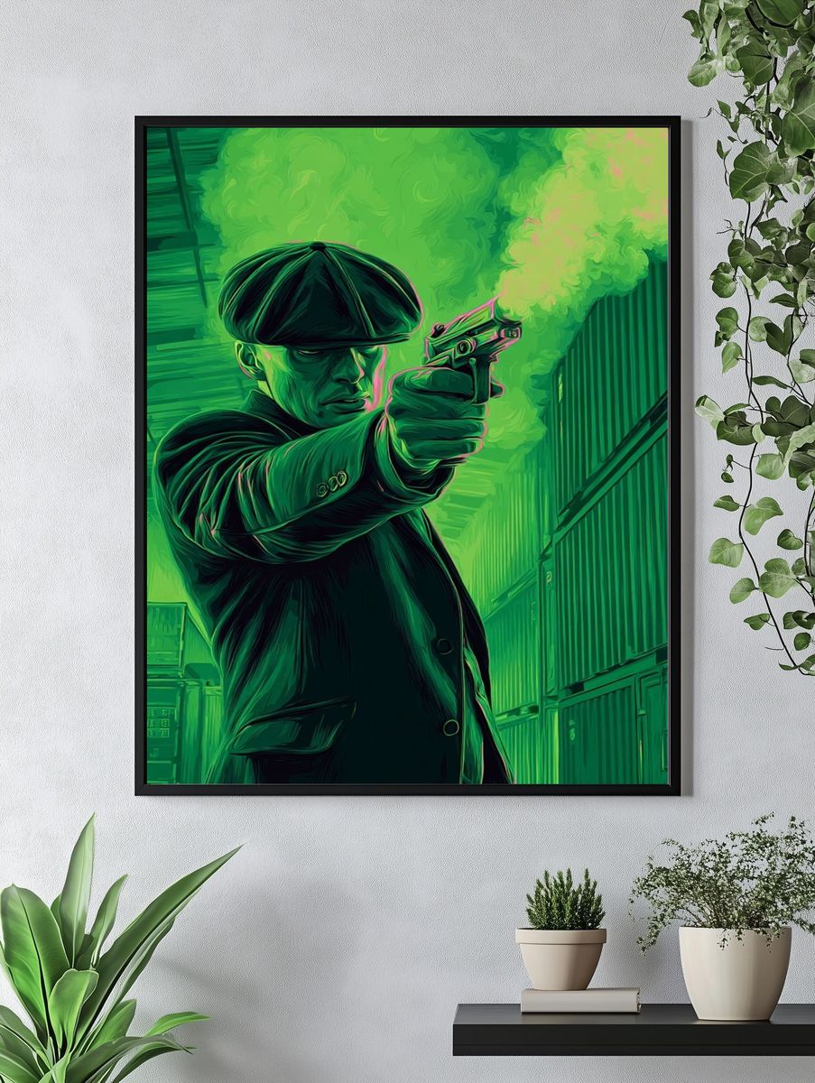 Gangster with Gun — Digital Art Print. — room view 4