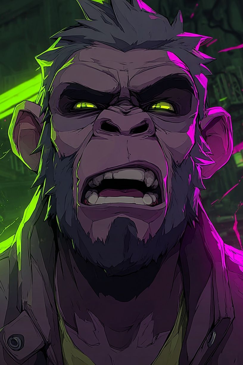 Fierce Gorilla — Digital Art Print. poster — illustration art