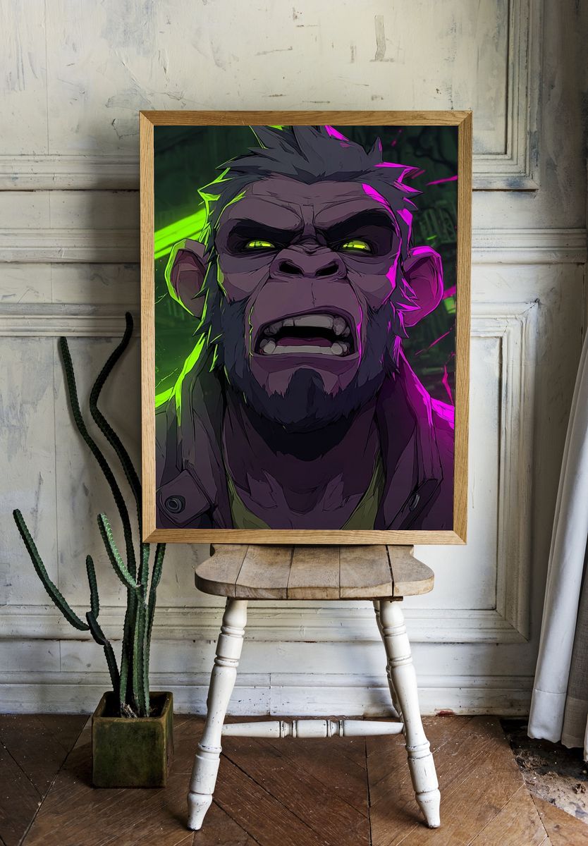 Fierce Gorilla — Digital Art Print room preview