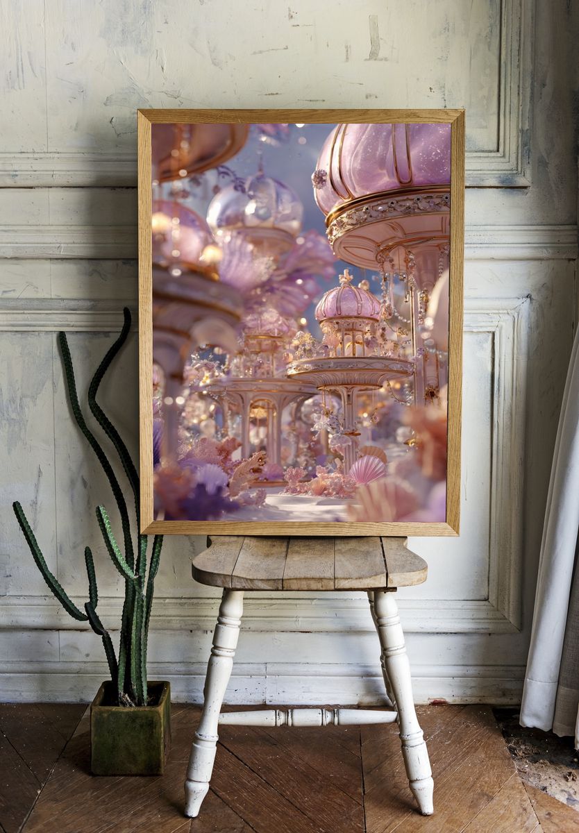 Whimsical Underwater Garden — Digital Art Print. — room view 1