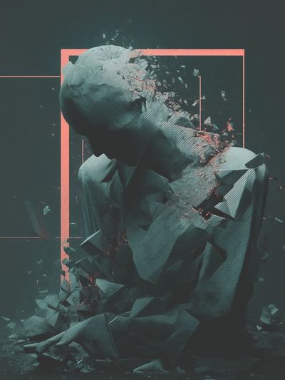 Fragmented Figure — Digital Art Print. poster