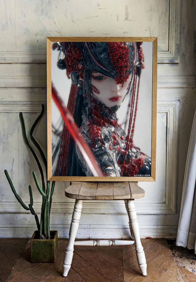 Futuristic Warrior — Digital Art Print room preview