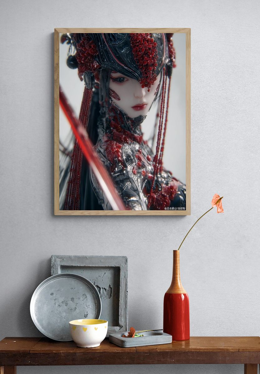 Futuristic Warrior — Digital Art Print. — room view 3