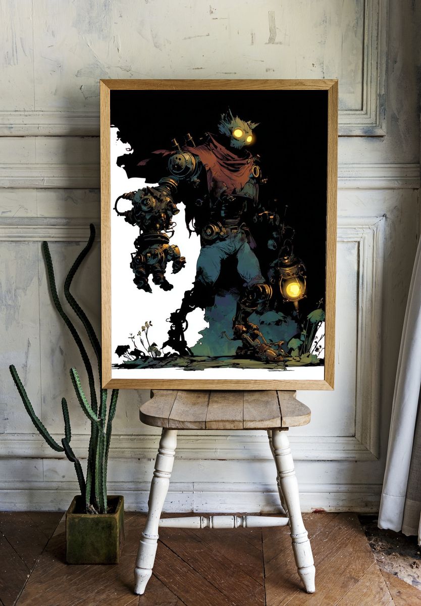 Mechanical Guardian — Digital Art Print room preview