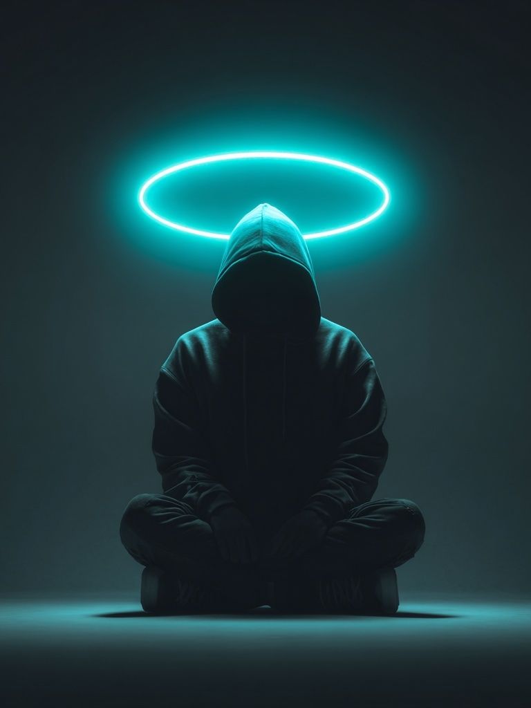 Meditative Figure with Halo — Digital Art Print. poster detail