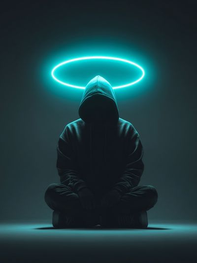 Meditative Figure with Halo — Digital Art Print. poster print