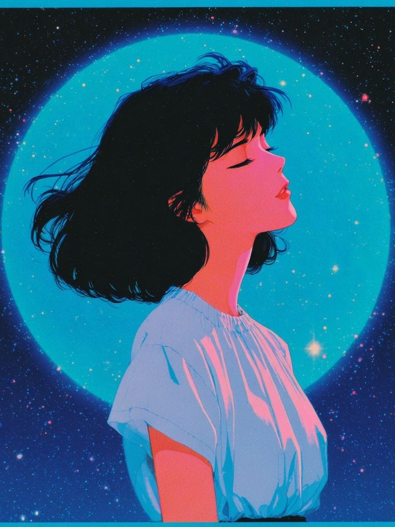 Dreamy Girl in Space — Digital Art Print. poster detail