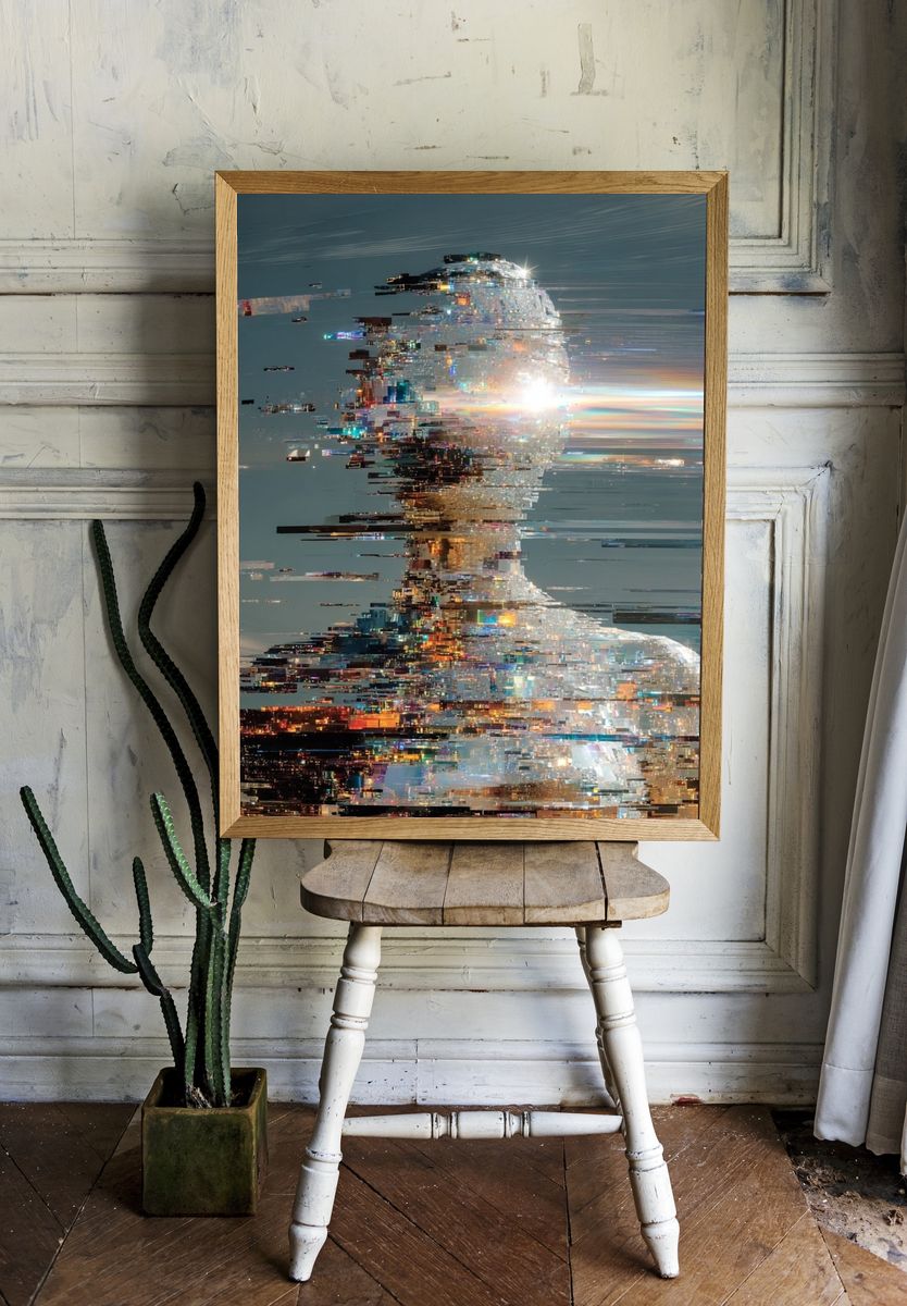 Glitching Human Form — Digital Art Print room preview