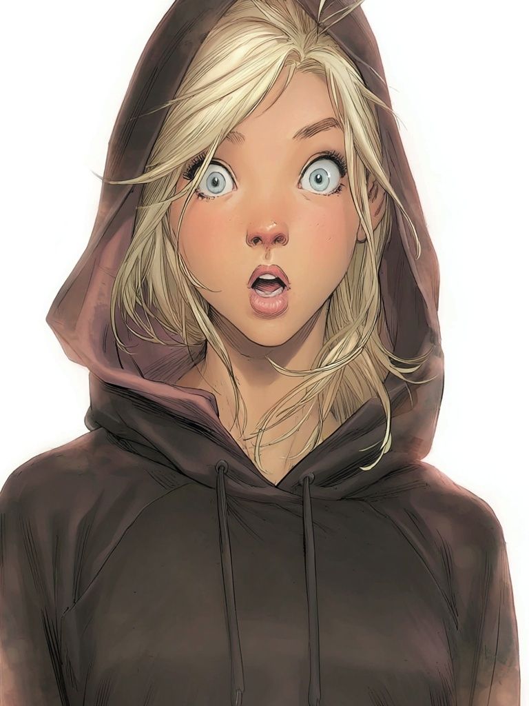 Surprised Girl — Digital Art Print. poster — illustration art