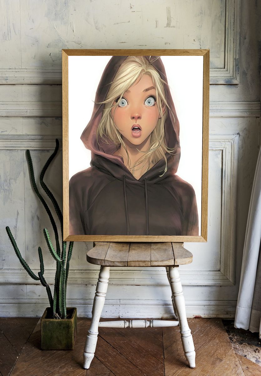 Surprised Girl — Digital Art Print room preview