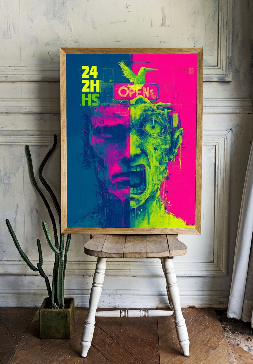 Open 24 Hours — Digital Art Print. room preview