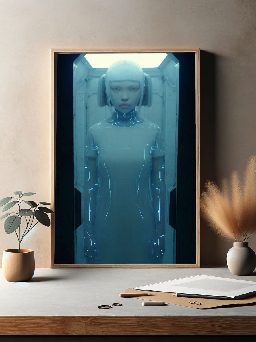 Futuristic Android — Digital Art Print. — room view 2