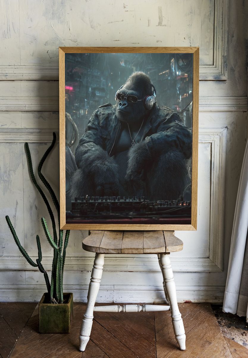 DJ Gorilla — Digital Art Print. — room view 1