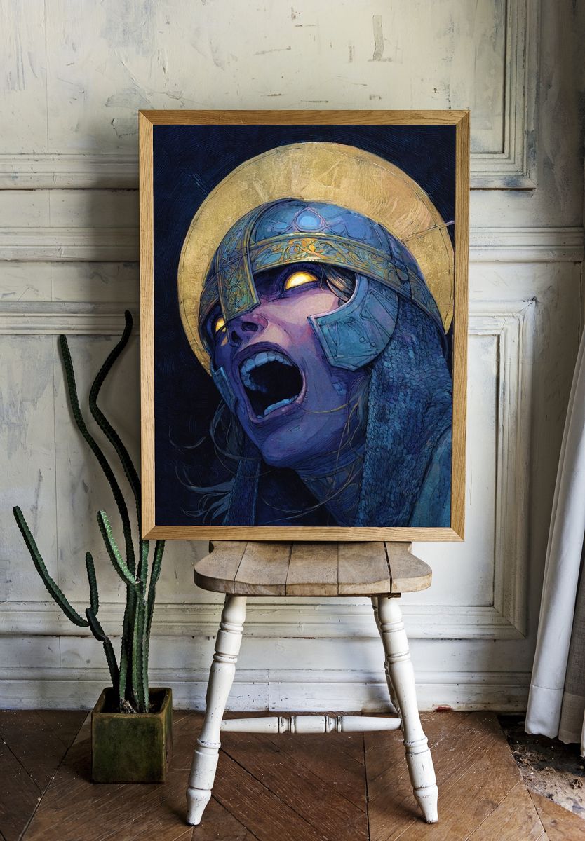 Fierce Warrior — Digital Art Print room preview