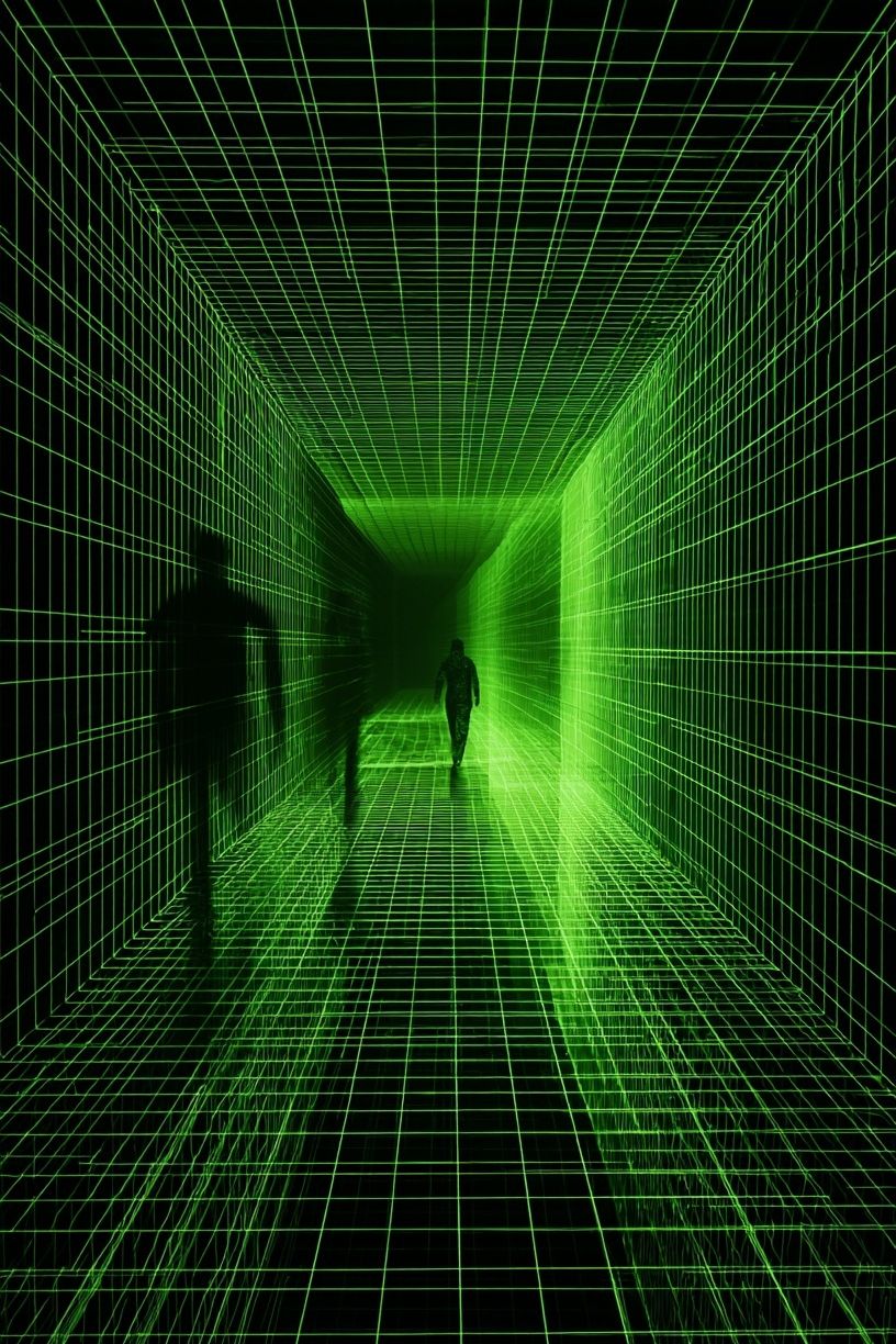 Digital Grid Corridor — Abstract Poster. poster detail