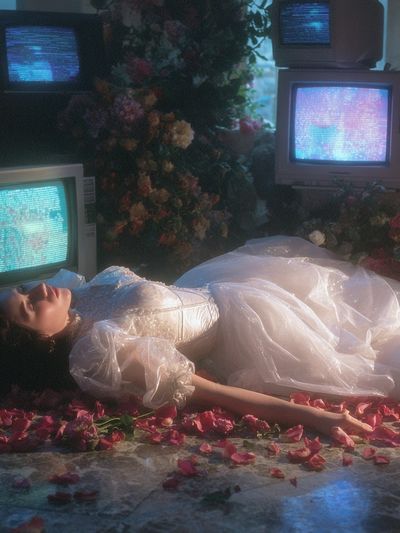 Dreamy Bride in Floral Setting — Fine Art Print. poster print