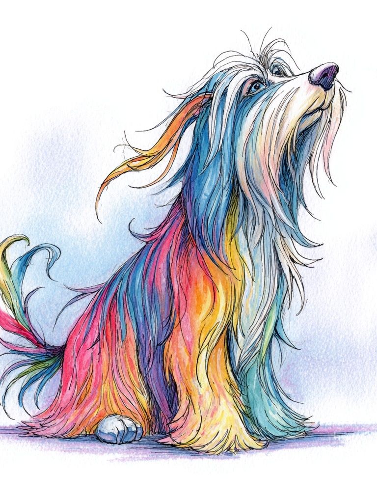 Colorful Dog Illustration Poster. poster detail