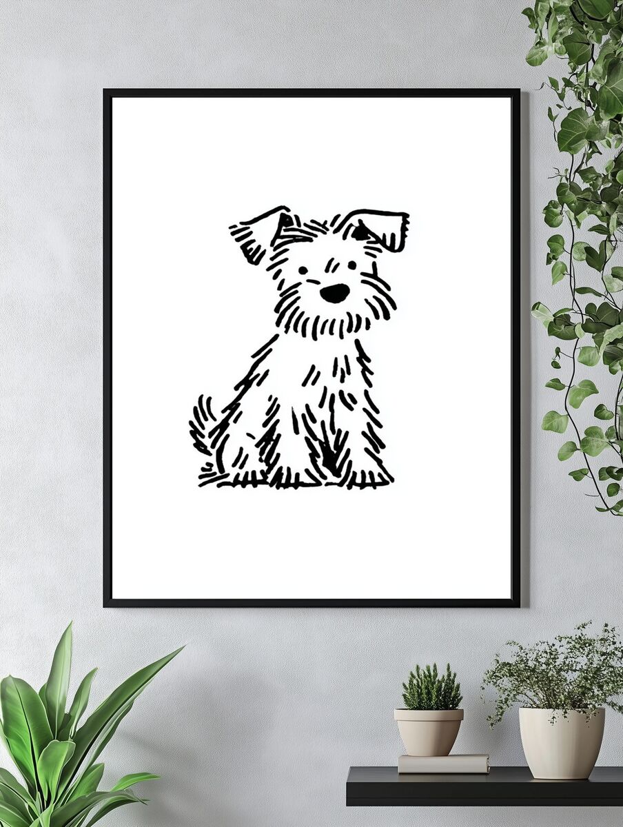 Cute Dog Illustration Poster. — room view 4