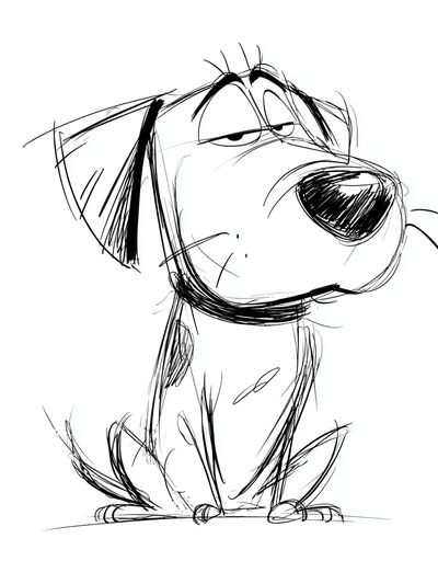 Skeptical Dog Line Art Poster. poster print