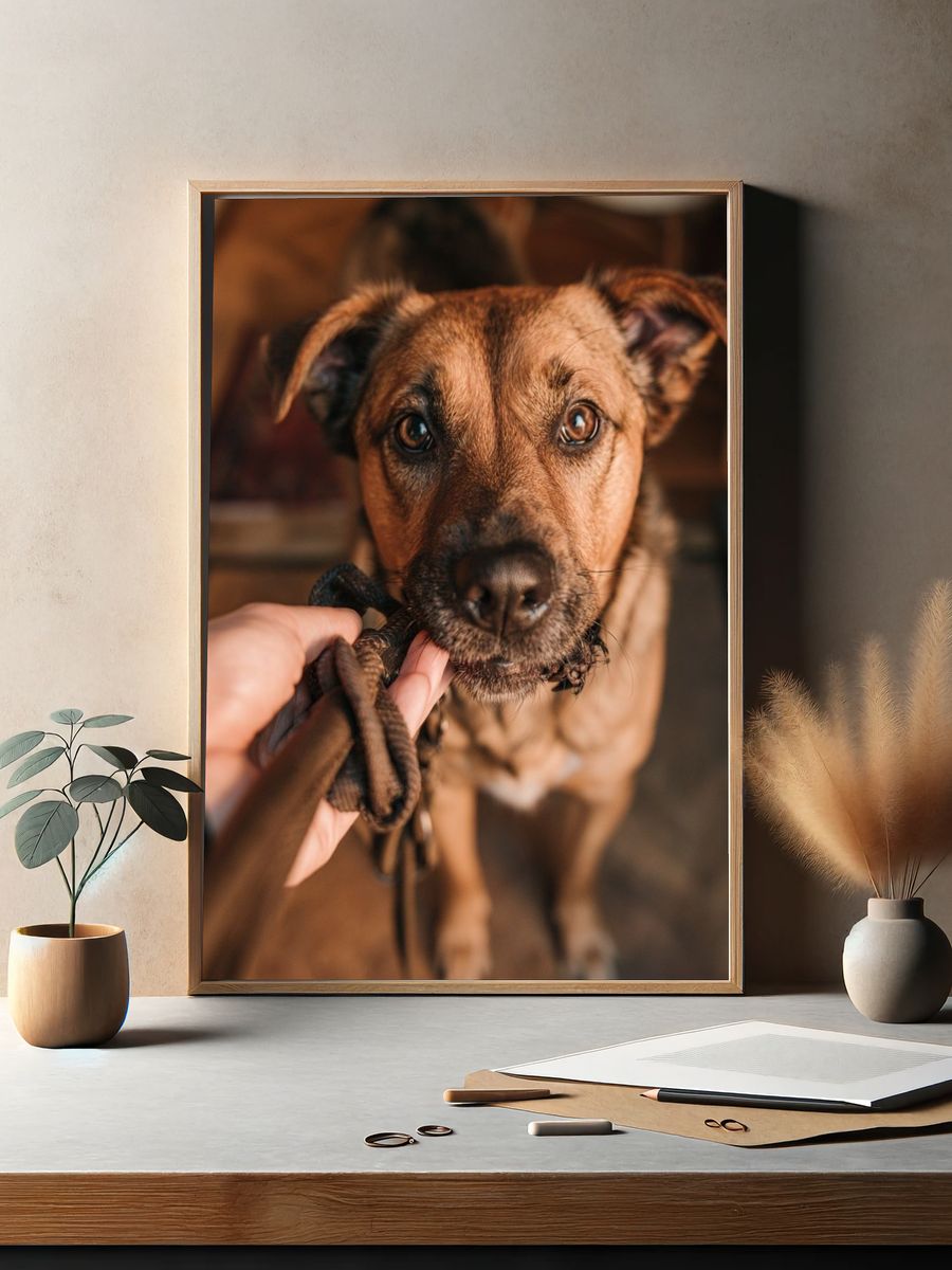 Curious Dog Portrait Poster. — room view 2