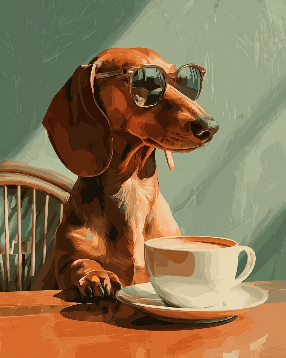 Cool Dachshund with Sunglasses — Funny Print. poster detail