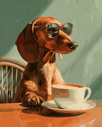 Cool Dachshund with Sunglasses — Funny Print. poster print