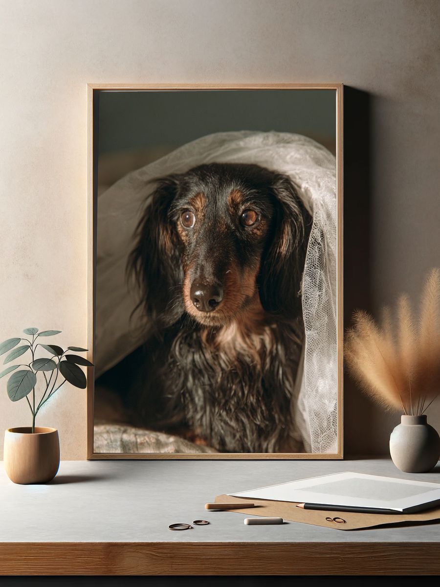 Dachshund Portrait Photography Poster. — room view 2