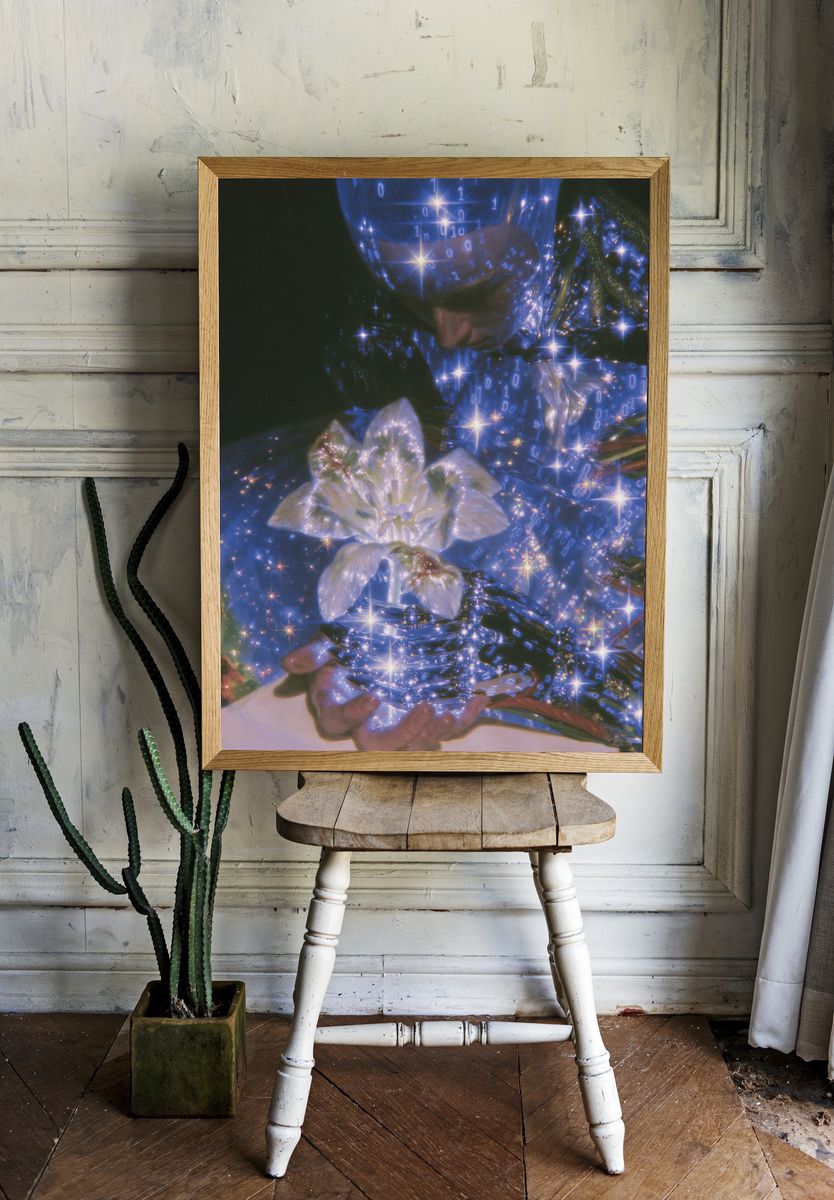 Digital Bloom Surreal Photography Poster. room preview