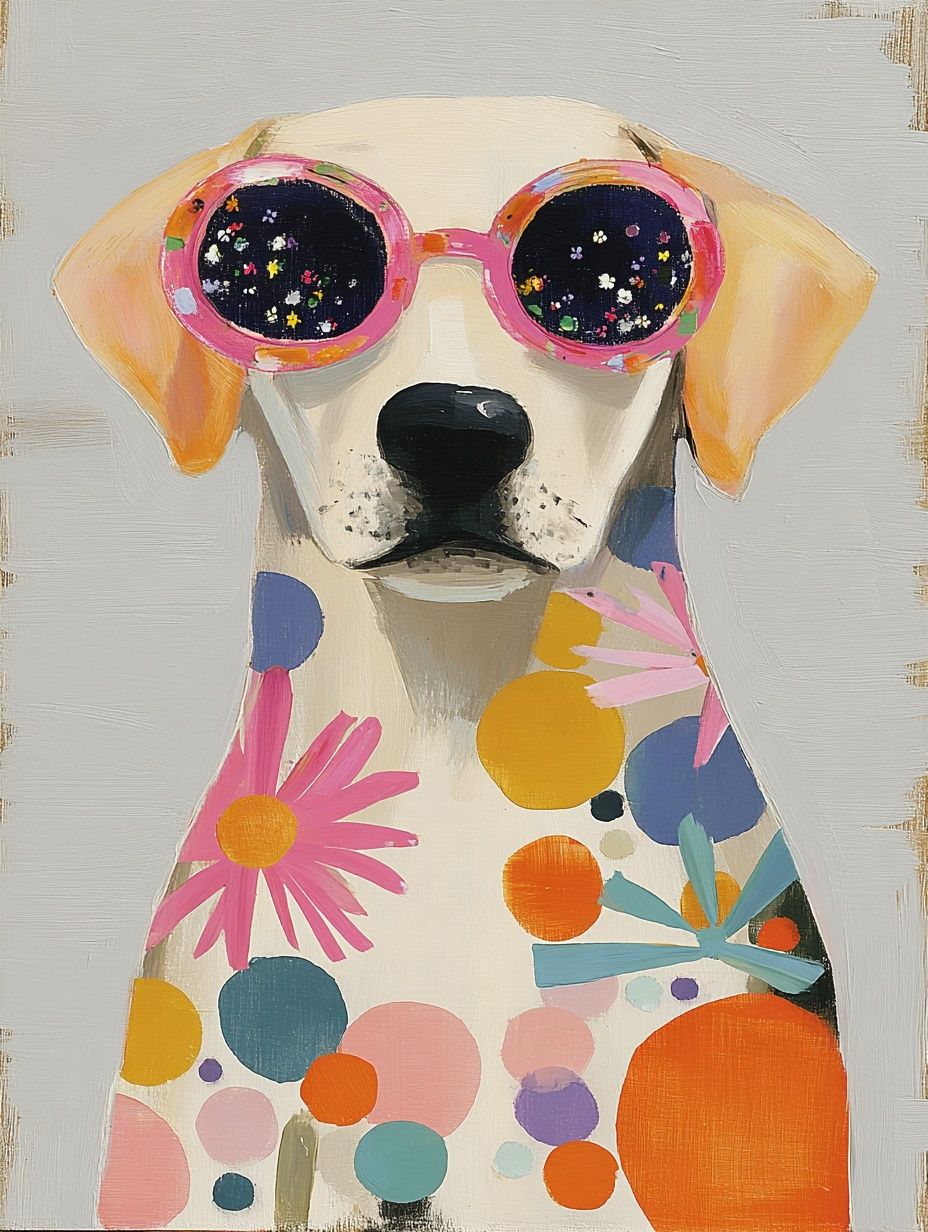 Colorful Dog in Sunglasses Poster. poster — illustration art