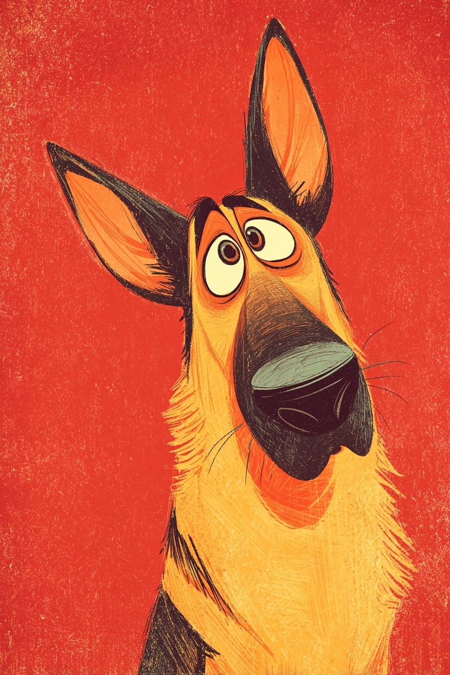 German Shepherd — Cartoon Print. poster — animals art