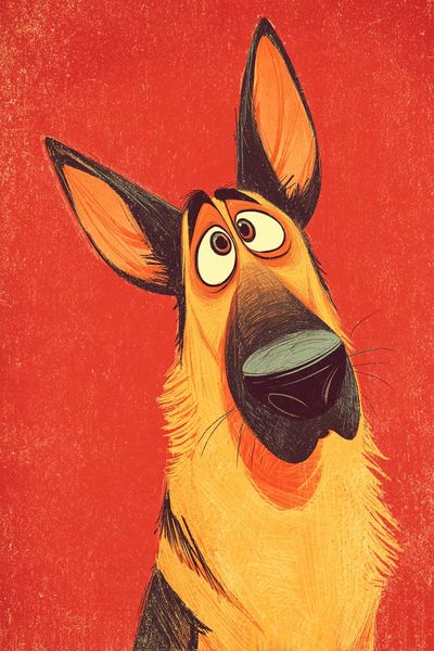 German Shepherd — Cartoon Print. poster print