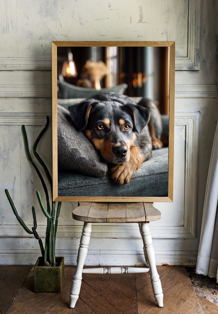 Relaxed Dog Portrait Poster. room preview