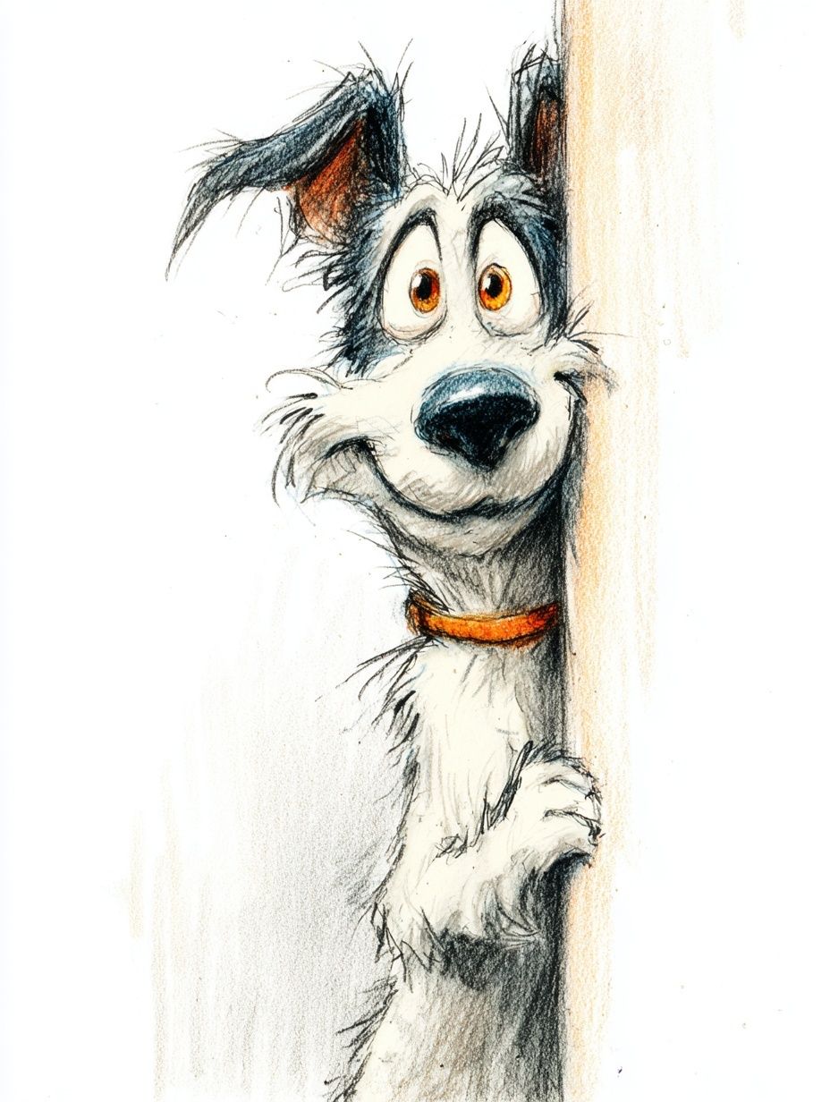 Playful Dog Portrait Illustration Poster. poster detail