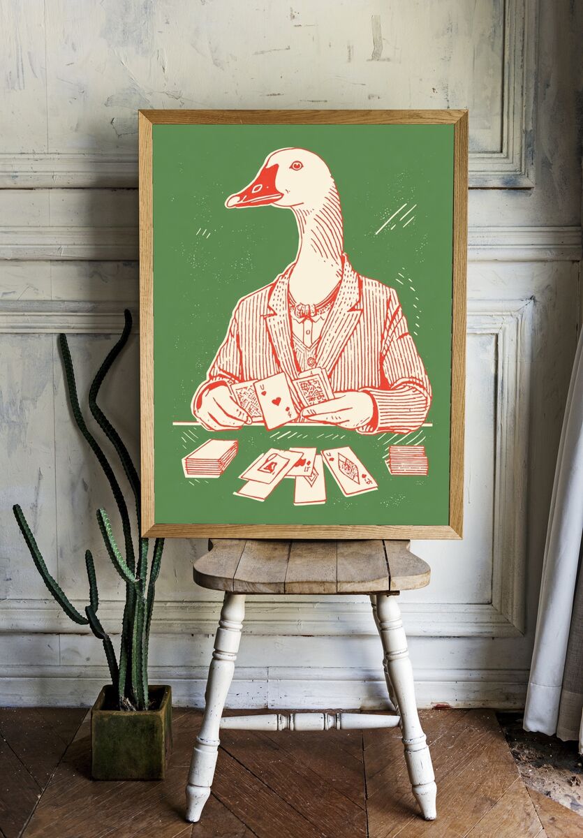 Dapper Goose Playing Cards — Funny Print. — room view 1