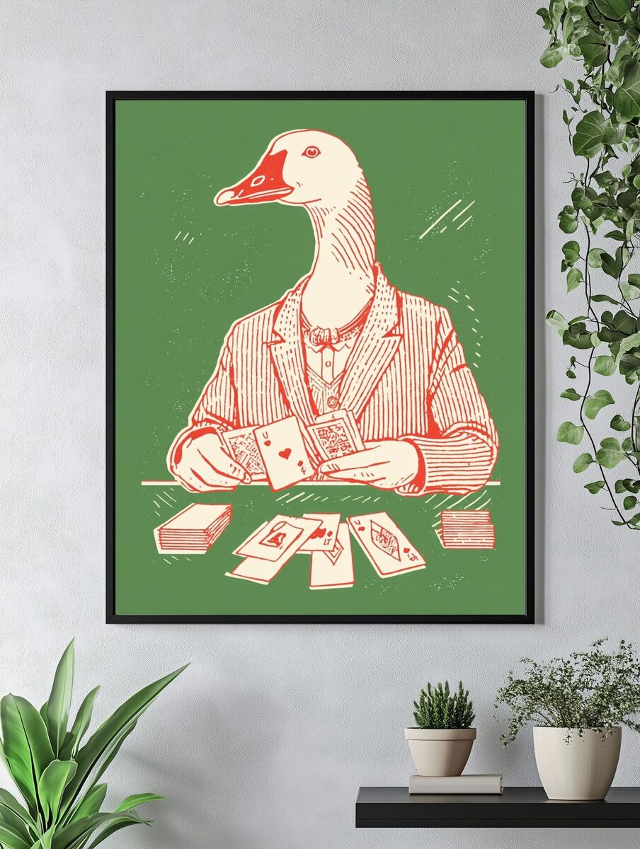Dapper Goose Playing Cards — Funny Print. — room view 4