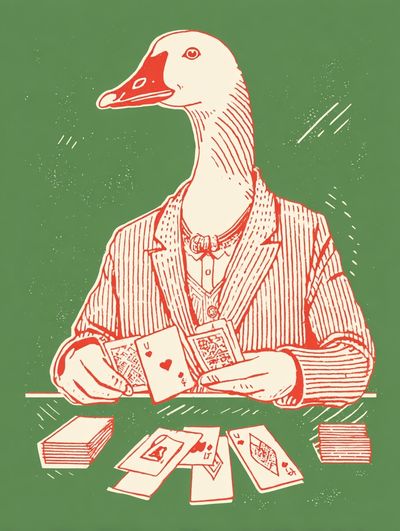 Dapper Goose Playing Cards — Funny Print. poster