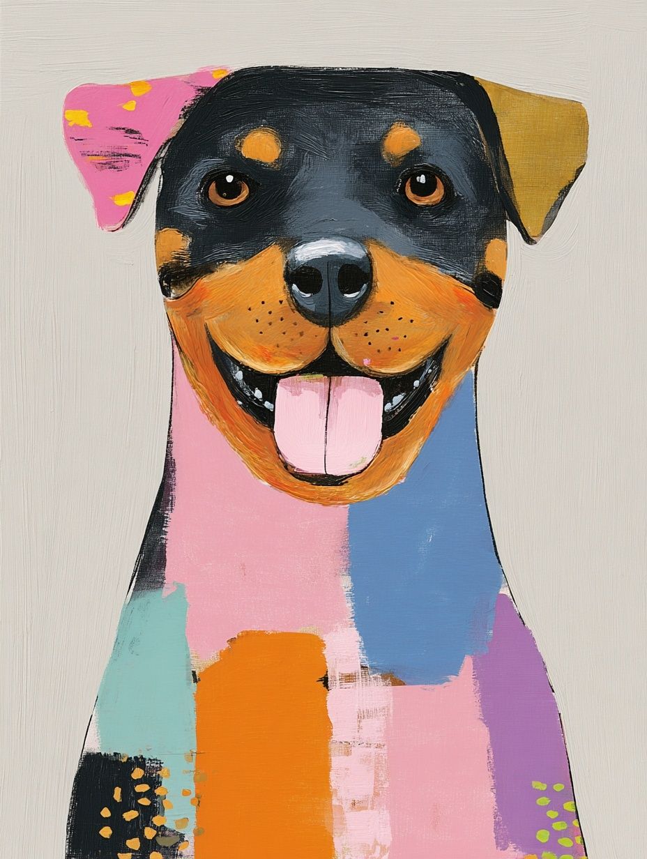 Colorful Rottweiler Portrait Poster. poster detail