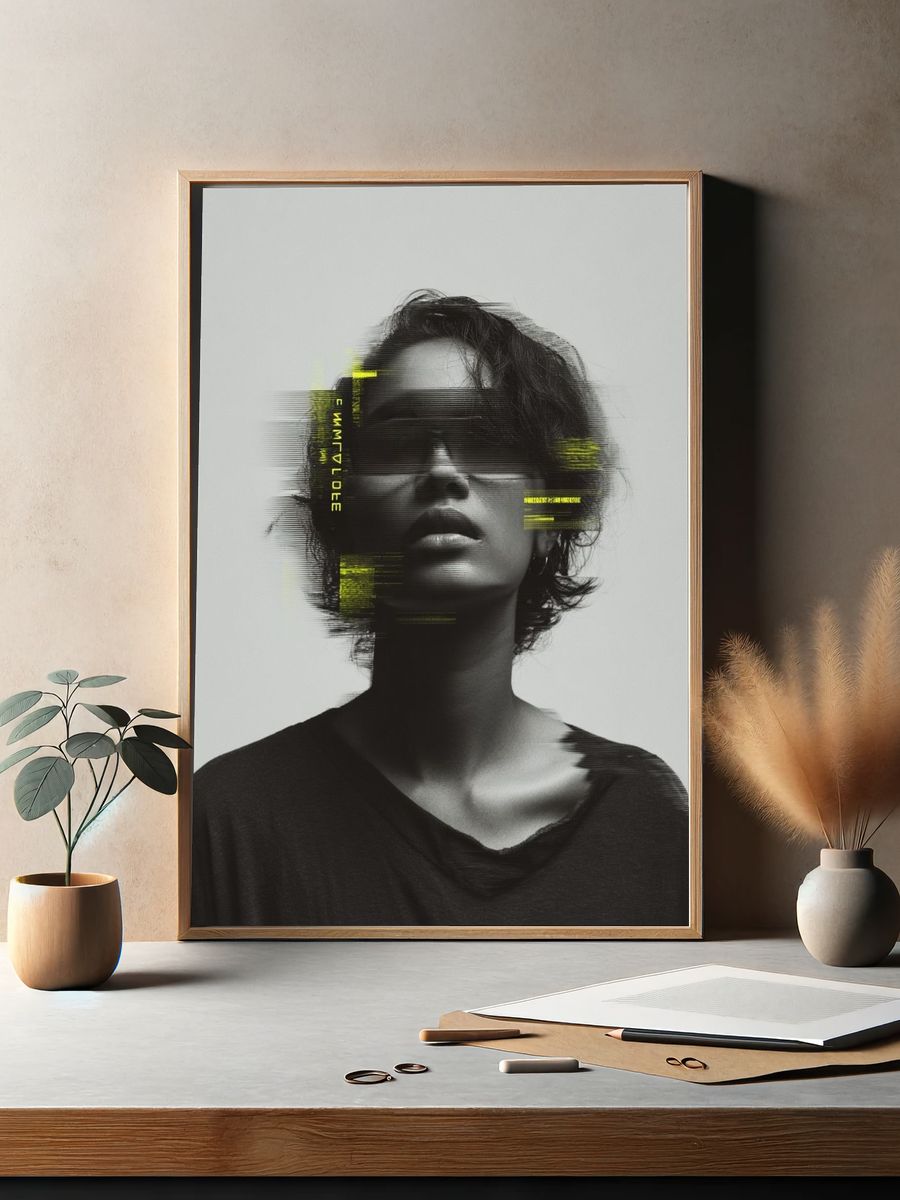 Digital Glitch Portrait Poster. — room view 2