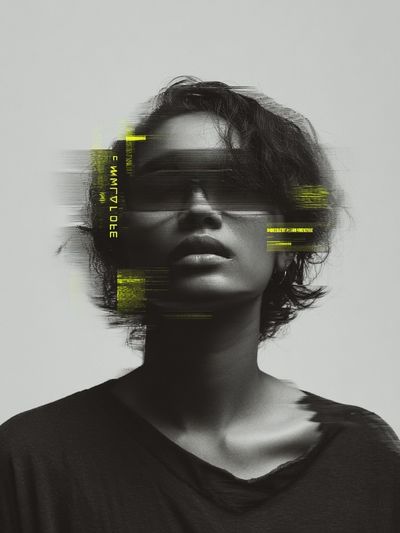 Digital Glitch Portrait Poster. poster print