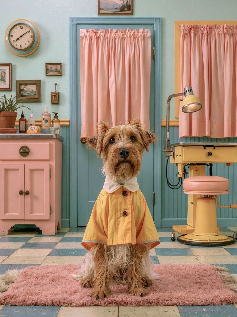 Dog in Pastel Salon Photography Poster. poster detail