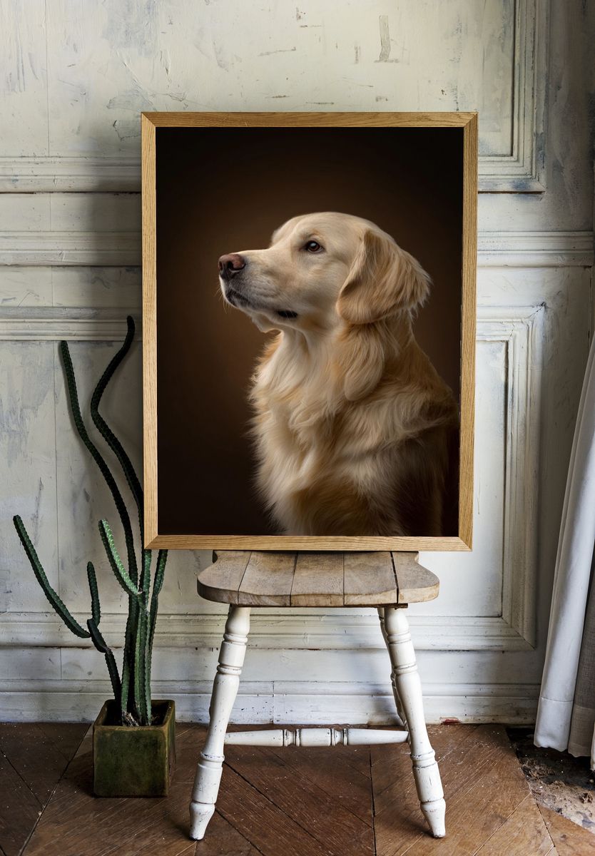 Golden Retriever Portrait Poster room preview