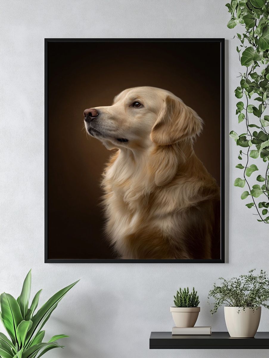 Golden Retriever Portrait Poster. — room view 4