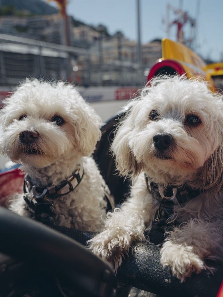 Dogs in Race Car — Animal Photography Poster. poster — animals art