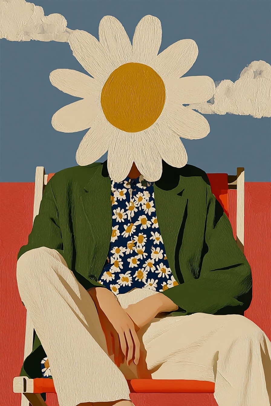 Daisy Head — Illustration Print. poster — illustration art