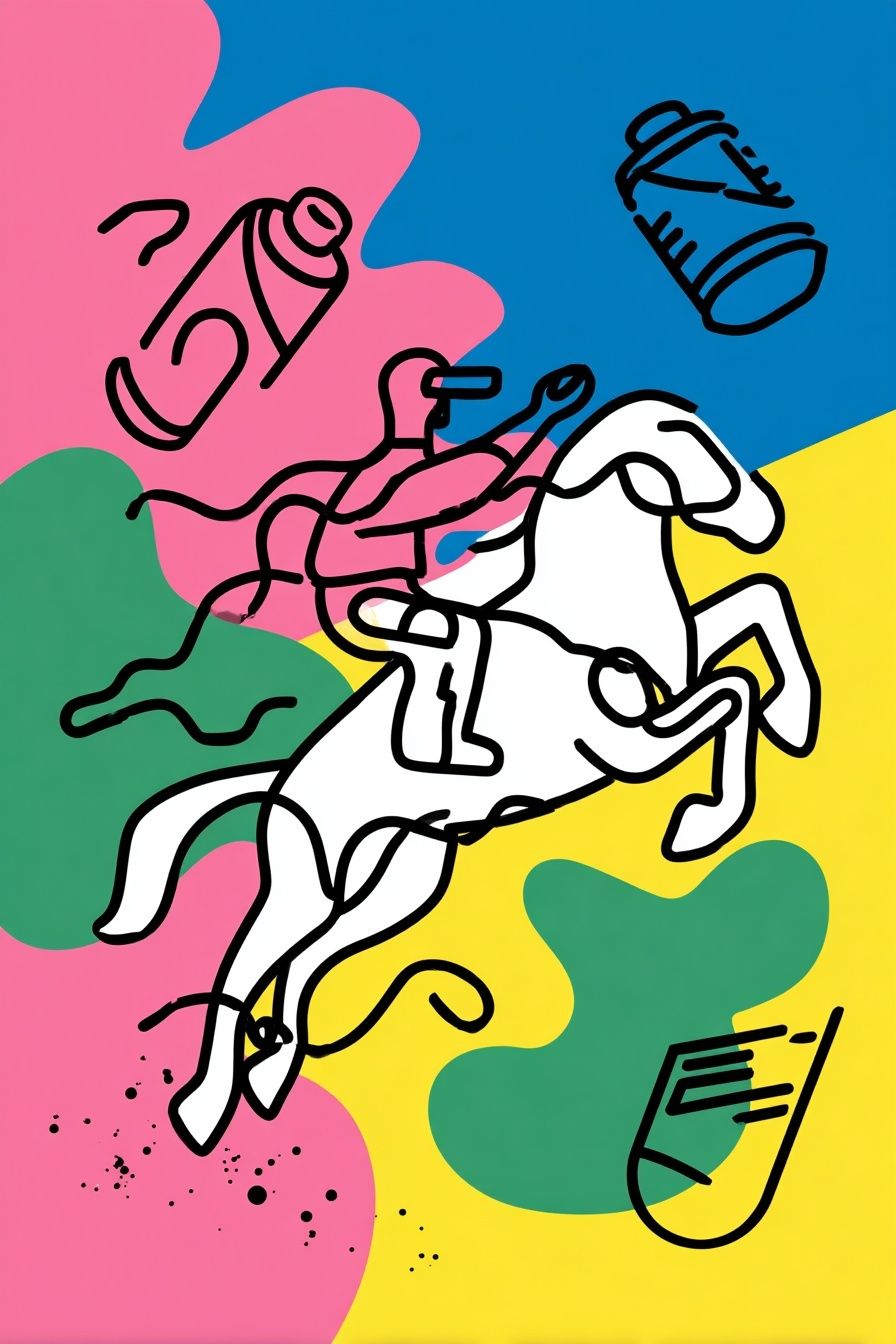 Dynamic Horse Rider — Illustration Print. poster detail