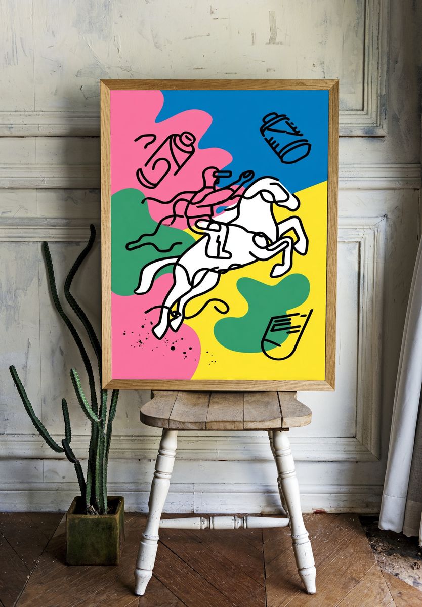 Dynamic Horse Rider — Illustration Print room preview