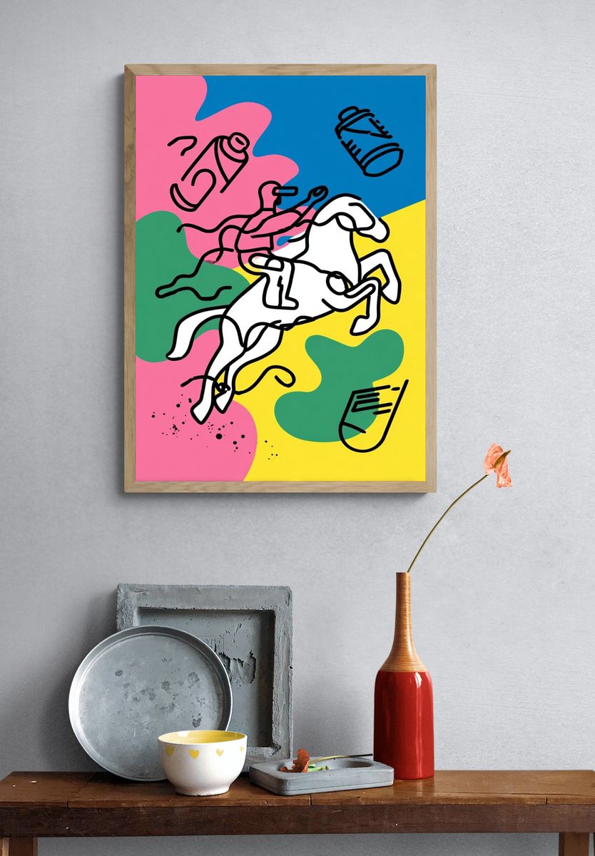 Dynamic Horse Rider — Illustration Print. — room view 3