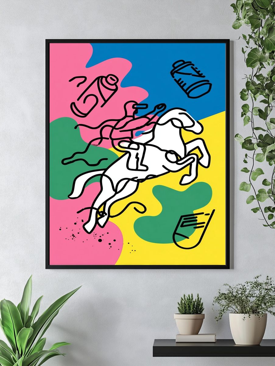 Dynamic Horse Rider — Illustration Print. — room view 4