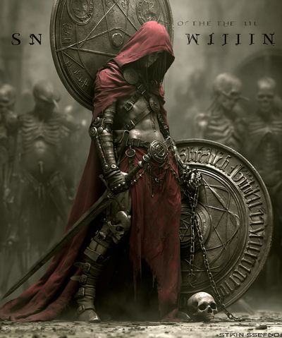 Dark Hooded Warrior Fantasy Poster. poster